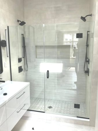 Frameless shower doors with hinges