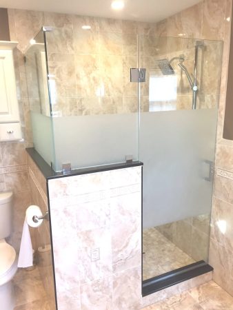 Frosted and tinted glass shower doors