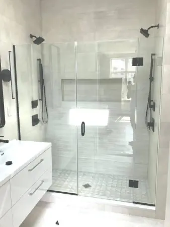 Frameless shower doors with hinges